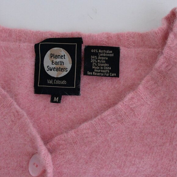 Planet Earth Pink 44% Australian Lamb Wool 34% Angora Fine Knit Crop Sweater M - Picture 11 of 12